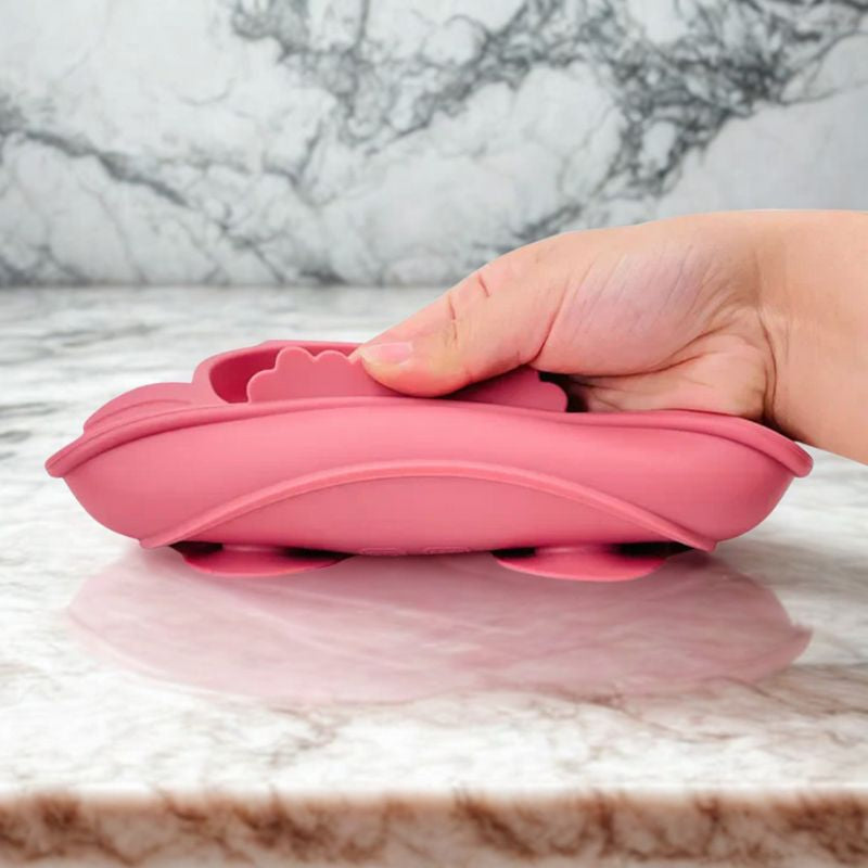 Assiette bebe Ventouse hibou sur le marbre