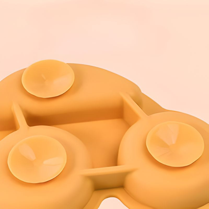 Assiette bébé ventouse orange vue de dos