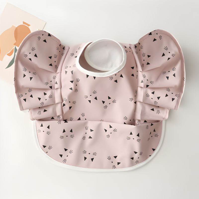 Bavoir-Bebe-Fille-rose-chaton