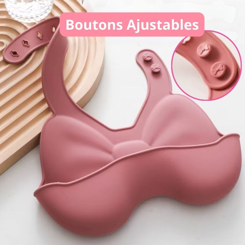 Bavoir-Silicone-Bebe-boutons-ajustables