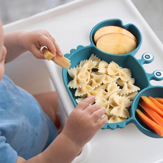 Assiette bebe crabe bleu purée