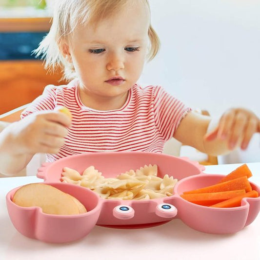 Assiette bebe crabe rose farfale