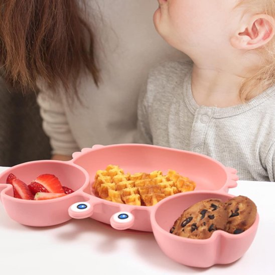 Assiette bebe crabe rose