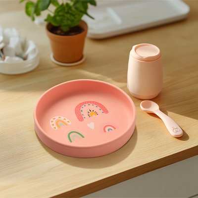 Assiette bebe rose seul