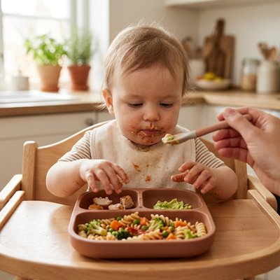Assiette bébé ventouse avec petite fille