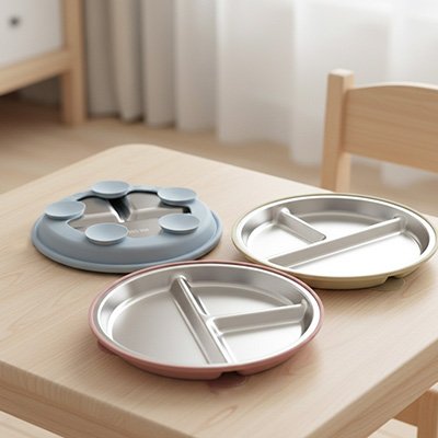 Assiette bébé ventouse avec une a l'envers