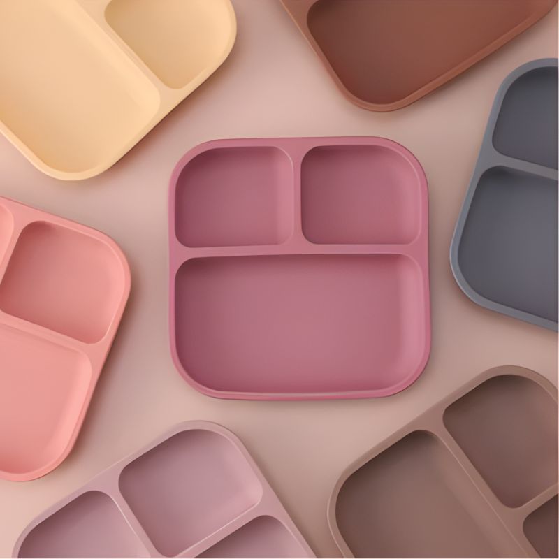 Assiette Bébé Ventouse couleur grenadine