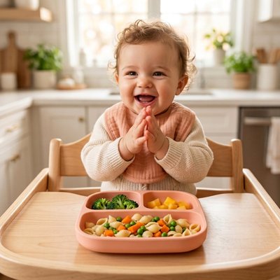 Assiette bébé ventouse tape des mains