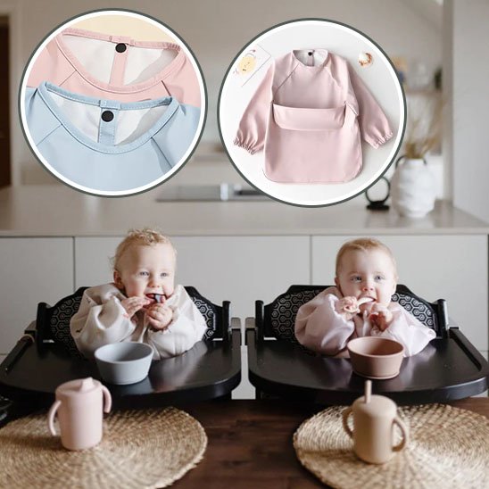 Bavoir-bebe-impermeable-jumelles-mangent