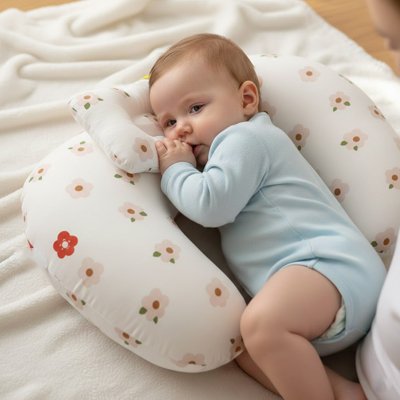 Coussin d'allaitement à fleur avec bébé