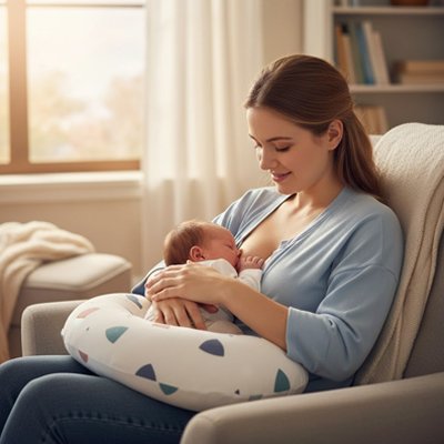 Coussin d'allaitement lunéa  prés de la fenêtre