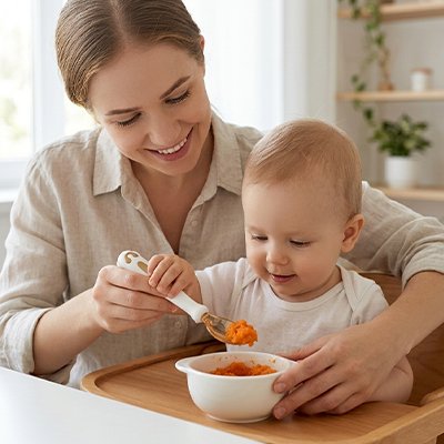 Couvert pour bebe​ bebeliora mange avec maman