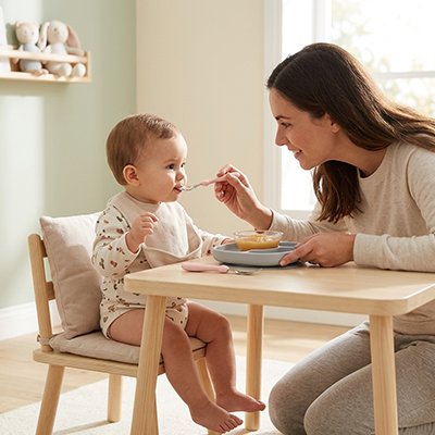 Couvert pour bebe​ liorababy rose bébé assis