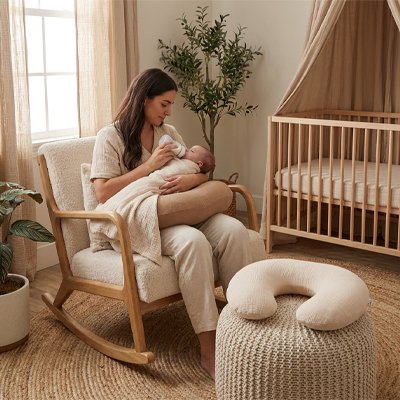 Housse coussin allaitement maman donne le biberon