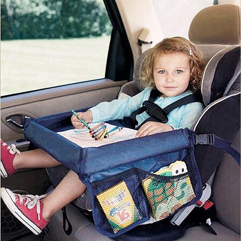 Tablette Plateau Voiture Pour Siège Auto Enfant - Bureau Portable Avec Compartiments - Support Repas Et Tablette